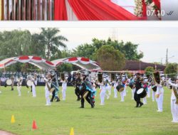 Upacara Penurunan Bendera HUT Ke-80 RI Di Barito Kuala Meriah Dengan Atraksi Suka Cita