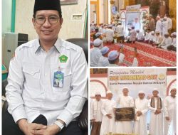 H. BUHARI KANWIL KAMENAG KALSEL HADIRI PERESMIAN MASJID BAHRUL HIDAYAH DAMBAAN MASYARAKAT HANDIL BAKTI.