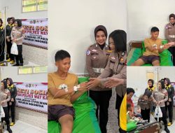 Polwan Polres Way Kanan Gelar Bakti Sosial dan Jenguk Pasien Anak di Blambangan Umpu