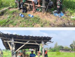 Babinsa Aktif Jalin Komunikasi dengan Petani di Gubuk Tengah Sawah