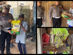 Jumat Berkah, Satlantas Polres Way Kanan Berbagi Sembako Kepada Warga di Umpu Semenguk