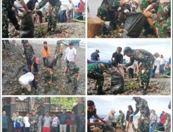 Sambut HUT TNI ke-80, Kodim 0424/Tanggamus Gelar Bakti Teritorial Prima Pembersihan Bibir Pantai