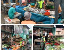 Babinsa Koramil 01/Kualasimpang Cek Harga Sembako Di Pasar Tradisional.