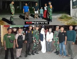 Cegah Dini Kejahatan di Wilayah, Babinsa Bersama Ormas Lakukan Patroli Malam