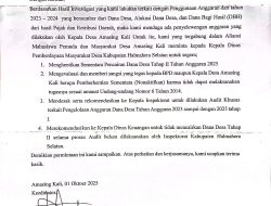 Aliansi Mahasiswa, Pemuda, dan Masyarakat Desa Amasing Kali Menyampaikan Surat Pemberhentian Sementara Pencairan Dana Desa Tahap II Tahun Anggaran 2025