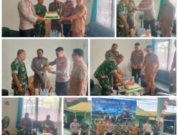 Kegiatan Pemberian Ucapan Dirgahayu TNI Ke-80, Do’a Bersama dan Pemotongan Kue oleh Polsek Katingan Hilir kepada Koramil 1019-03/Katingan Hilir.