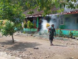 Babinsa Simo Dan Puskesmas Lakukan Fogging Cegah DBD di Desa Wates