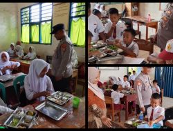 Bhabinkamtibmas Polsek Negara Batin Monitoring MBG Kepada Pelajar di Sekolah