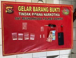 Pengedar Sabu Tak Berkutik Dibekuk Tim Opsnal Polres Dompu, BB Bruto Narkotika 5,87 Gram.
