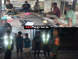 Babinsa, Bhabinkamtibmas dan Aparat Desa Marong Laksanakan Patroli Malam Bersama