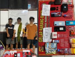 Barang Bukti Sabu 6,54 Gram, Tiga Orang Pelaku Asal Calabai Di Tangkap Tim Gabungan Polres Dompu.