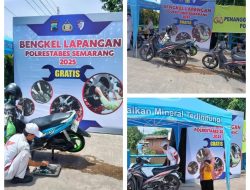 Polrestabes Semarang Dirikan Bengkel Lapangan Bantu Pengendara Terdampak Banjir di Genuk