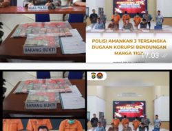 Satuan Reserse Kriminal Polres Lampung Timur Berhasil Mengamankan Tiga Tersangka Dalam Kasus Dugaan Tindak Pidana Korupsi Proyek Bendungan Marga Tiga.