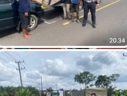 Tabrakan Truk Pengangkut Alat Berat di Jalan Raya Air Bulin, Polisi Bangka Barat Tanggap Cepat Selamatkan Korban