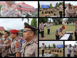Polres Way Kanan Gelar Upacara Sertijab Kabaglog, Kasipropam, Kasikum, Kapolsek dan Pelantikan Kasatreskrim