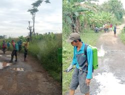 Gotong Royong Massal Bersihkan Jalan Poros Kampung Sumber Baru