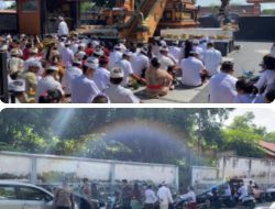 Polsek Sumbawa Kawal Perayaan Hari Raya Galungan di Pura Dalem Ganda Sari