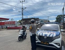 Satlantas Polres Pagar Alam Gelar Patroli Antisipasi Kemacetan di SPBU Simpang Manna