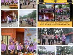 Kapolsek Pagar Alam Utara Dan Wali kota Pagar Alam Hadiri Jalan Santai Dalam Rangka HUT PGRI Ke-80 Dan Hari Guru Nasional Tahun 2025