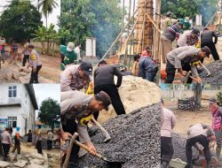 Mempererat Tali Silahturahmi, Polisi dan Warga Bersinergi Gotong Royong di Balai Kampung Tegal Mukti