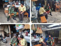 Jalin Komunikasi Babinsa Danukusuman Sambangi Security Pasar Harjodaksino