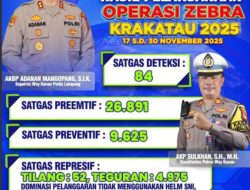 Operasi Zebra Krakatau 2025, Satlantas Polres Way Kanan Tegur Ribuan Pelanggar dan 52 Lainnya Ditilang