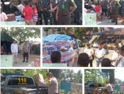 Kajari Agam Beserta Rombongan Dan Donatur Dari Provinsi Lain Menyerahkan Bantuan Sembako Ke Posko Tanjung Mutiara