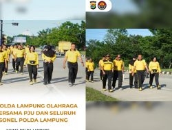 WAKAPOLDA LAMPUNG OLAHRAGA PAGI BERSAMA PJU DAN SELURUH PERSONEL POLDA LAMPUNG.