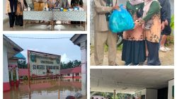 Momen banjir ketua PKK Salurkan Tali Asih, “Jum’at Sedekah” ke Posko Pengungsian.