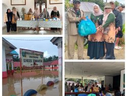 Momen banjir ketua PKK Salurkan Tali Asih, “Jum’at Sedekah” ke Posko Pengungsian.