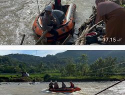 Tim SAR Sat Brimob Polda Jabar Bangun Jembatan di Sungai Cikaengan Hari Ke – 4
