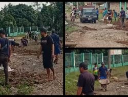 Warga Sumber Baru Banjit Gotong Royong Perbaiki Jalan Poros, Wujud Kepedulian dan Kebersamaan