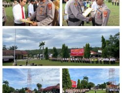 Kapolres Way Kanan Beri Penghargaan Empat Belas Anggota Berprestasi dan Empat Warga di Negara Batin