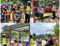 Operasi Lilin Krakatau 2025, Satlantas Polres Way Kanan Sampaikan Himbauan di Objek Wisata