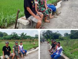 Babinsa Koramil Teras Mempererat Kebersamaan Warga Lewat Komsos Ditengah Kerja Bhakti