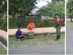 Babinsa Banjarsari Bersama Tim Saberling Dan Warga Bergotong Royong Laksanakan Pembersihan Lingkungan
