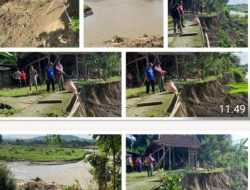 Sungai Blukar Kendal Meluap, Warga dukuh Tegalsari Desa Kedungasri Longsor