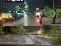 ‎Polres Loteng Datangi TKP Tiang Listrik Tumbang Akibat Cuaca Buruk di Kuta