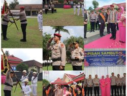 Upacara Serah Terima Tunggul Kesatuan Wira Bhakti Ramik Ragom dan Pisah Sambut Kapolres Way Kanan