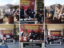 Polres Sergai Musnahkan Barang Bukti Narkotika Jenis Ganja Seberat 13,892 Gram