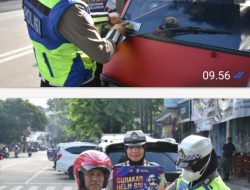 Hari Kedua Operasi Keselamatan Maung 2026, Sat Lantas Polres Lebak Bagikan Pamflet dan Tempelkan Stiker Himbauan